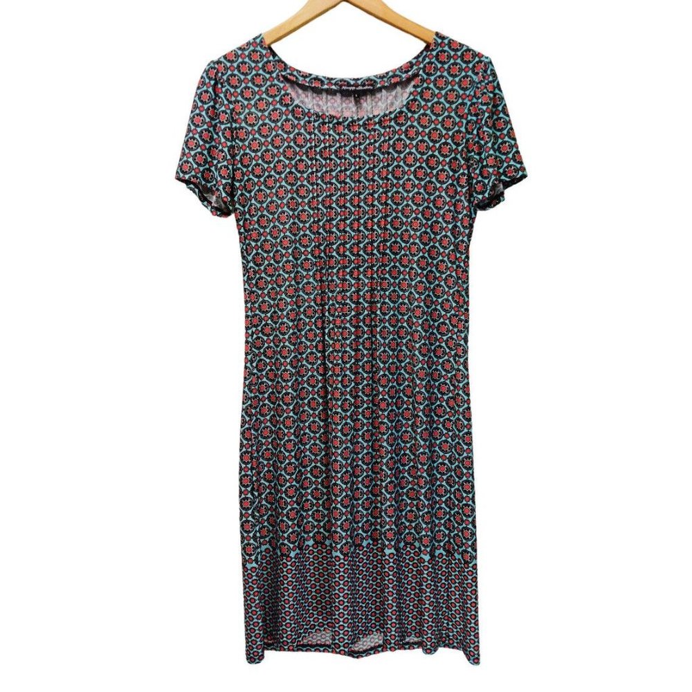 Women's Light Blue & Orange Pleated Dress in Small